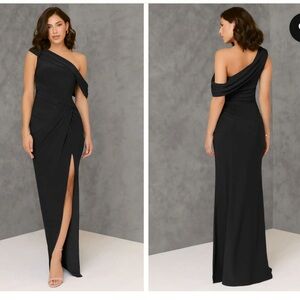 Azazie Rorie Elegant Black One Shoulder Dress
